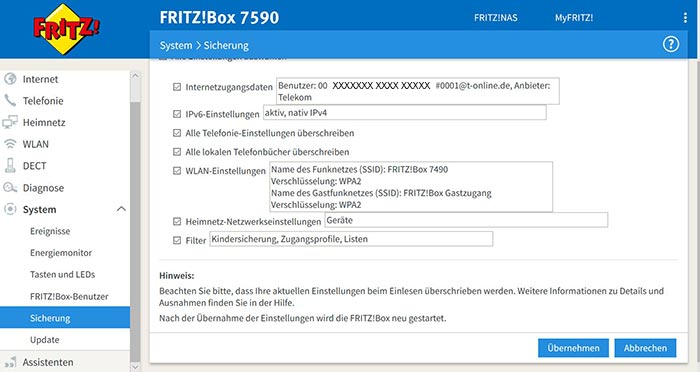 Bestätigungsbildschrim der 7590